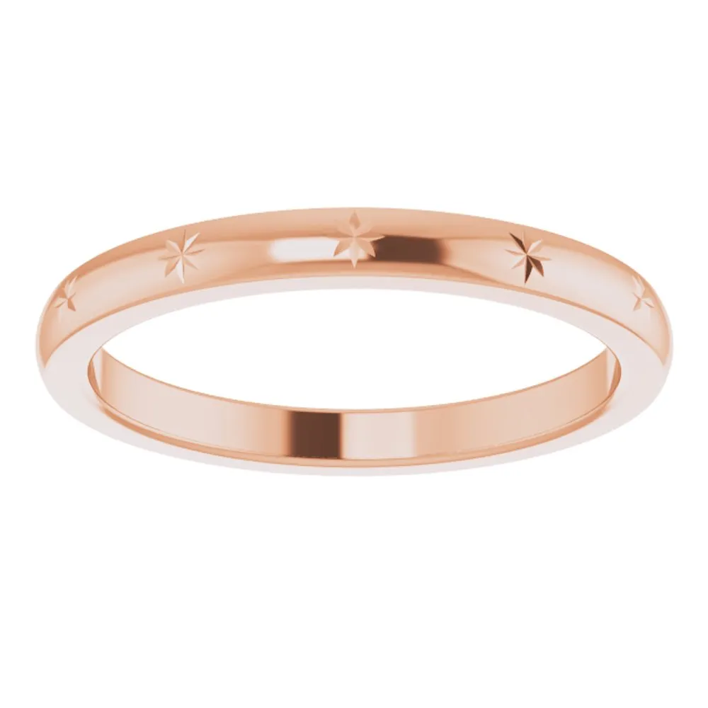 2.2mm 10K Rose Gold Starburst Standard Fit Band