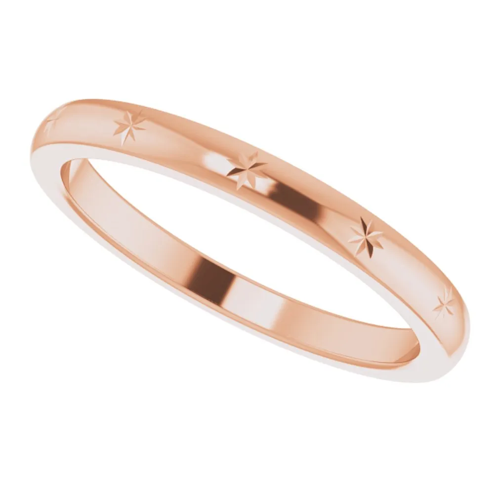 2.2mm 10K Rose Gold Starburst Standard Fit Band