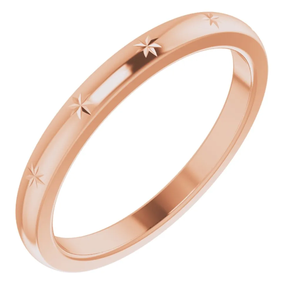 2.2mm 10K Rose Gold Starburst Standard Fit Band