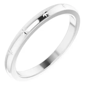 2.2mm 10K White Gold Starburst Standard Fit Band