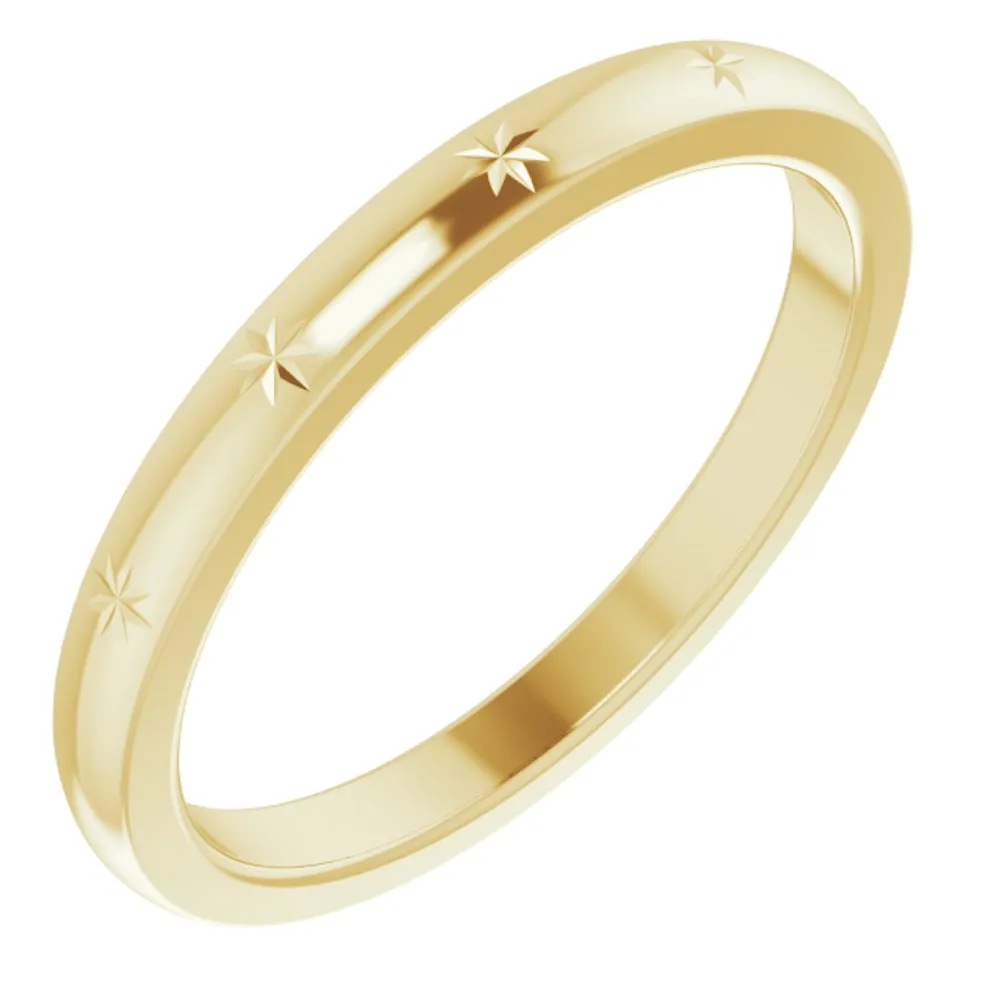 2.2mm 10K Yellow Gold Starburst Standard Fit Band