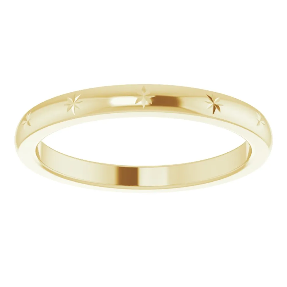 2.2mm 10K Yellow Gold Starburst Standard Fit Band