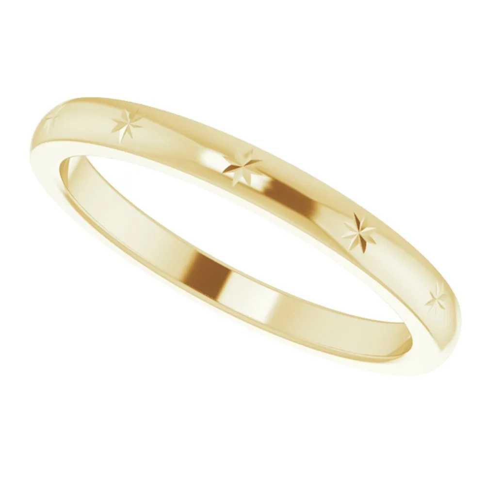 2.2mm 10K Yellow Gold Starburst Standard Fit Band