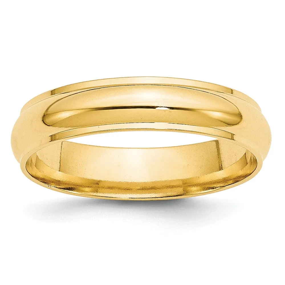 2.5mm to 6mm 10K Yellow Gold Half Round Ridged Edge Standard Fit Band