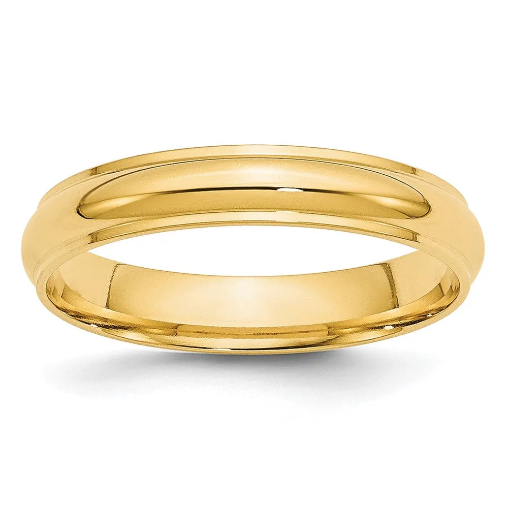 2.5mm to 6mm 10K Yellow Gold Half Round Ridged Edge Standard Fit Band