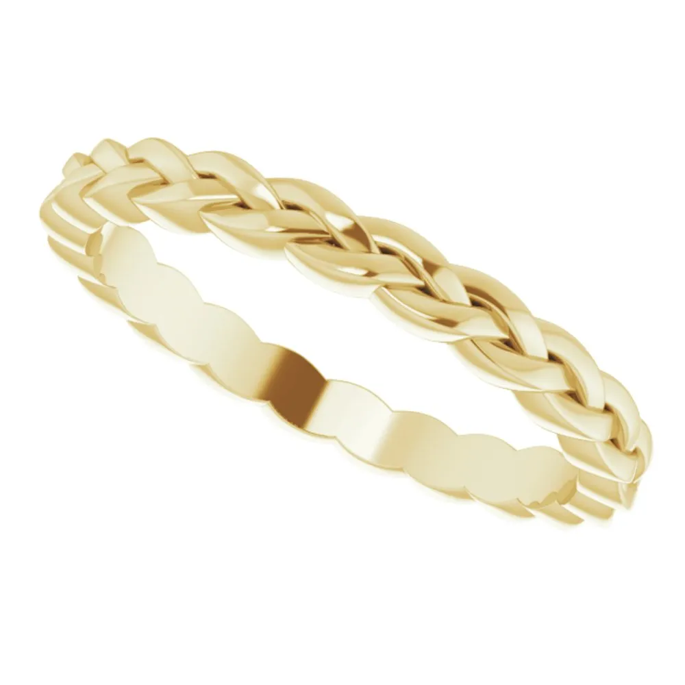 2mm 14K Yellow Gold Woven Standard Fit Band