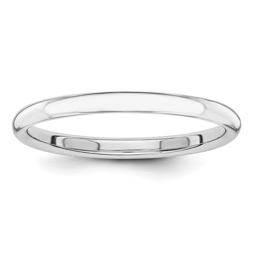 2mm 14K Yellow, White or Rose Gold Polished Domed Standard Fit Band