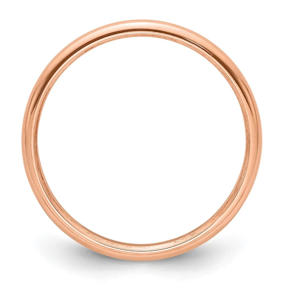 2mm 14K Yellow, White or Rose Gold Polished Domed Standard Fit Band