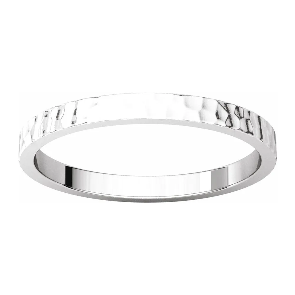 2mm Platinum Hammered Flat Standard Fit Band