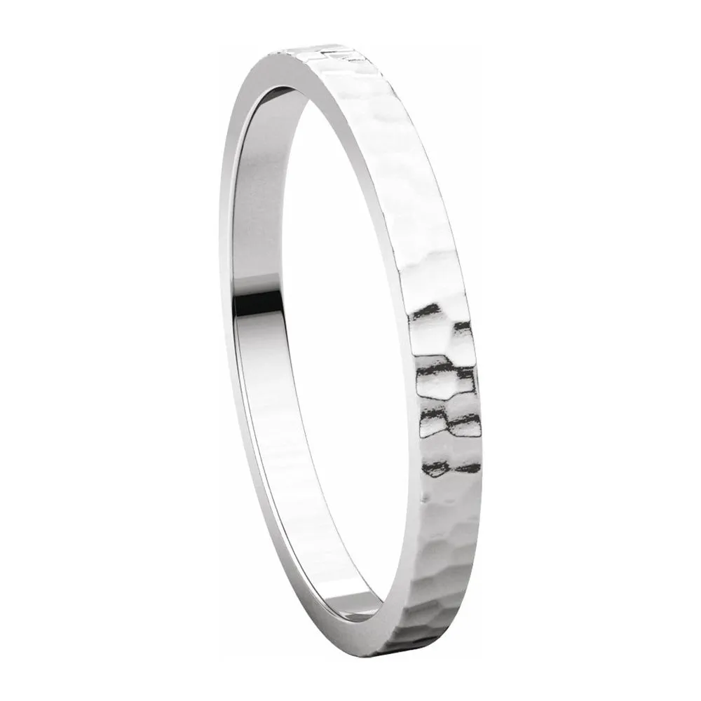 2mm Platinum Hammered Flat Standard Fit Band