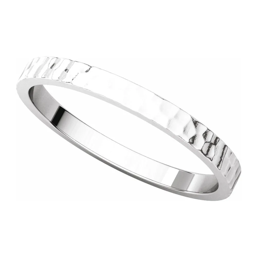 2mm Platinum Hammered Flat Standard Fit Band