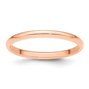 2mm to 6mm 14K Rose Gold Half Round Standard Fit Band