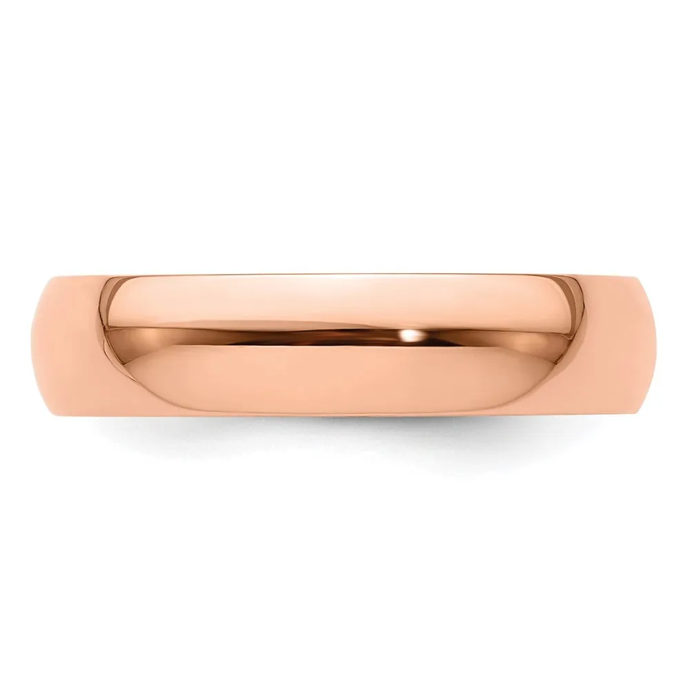 2mm to 6mm 14K Rose Gold Lightweight Half Round Standard Fit Band