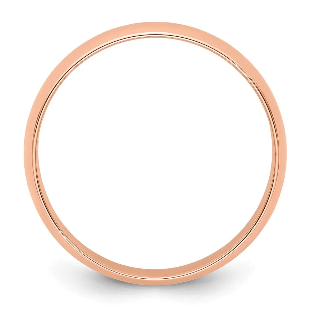 2mm to 6mm 14K Rose Gold Lightweight Half Round Standard Fit Band