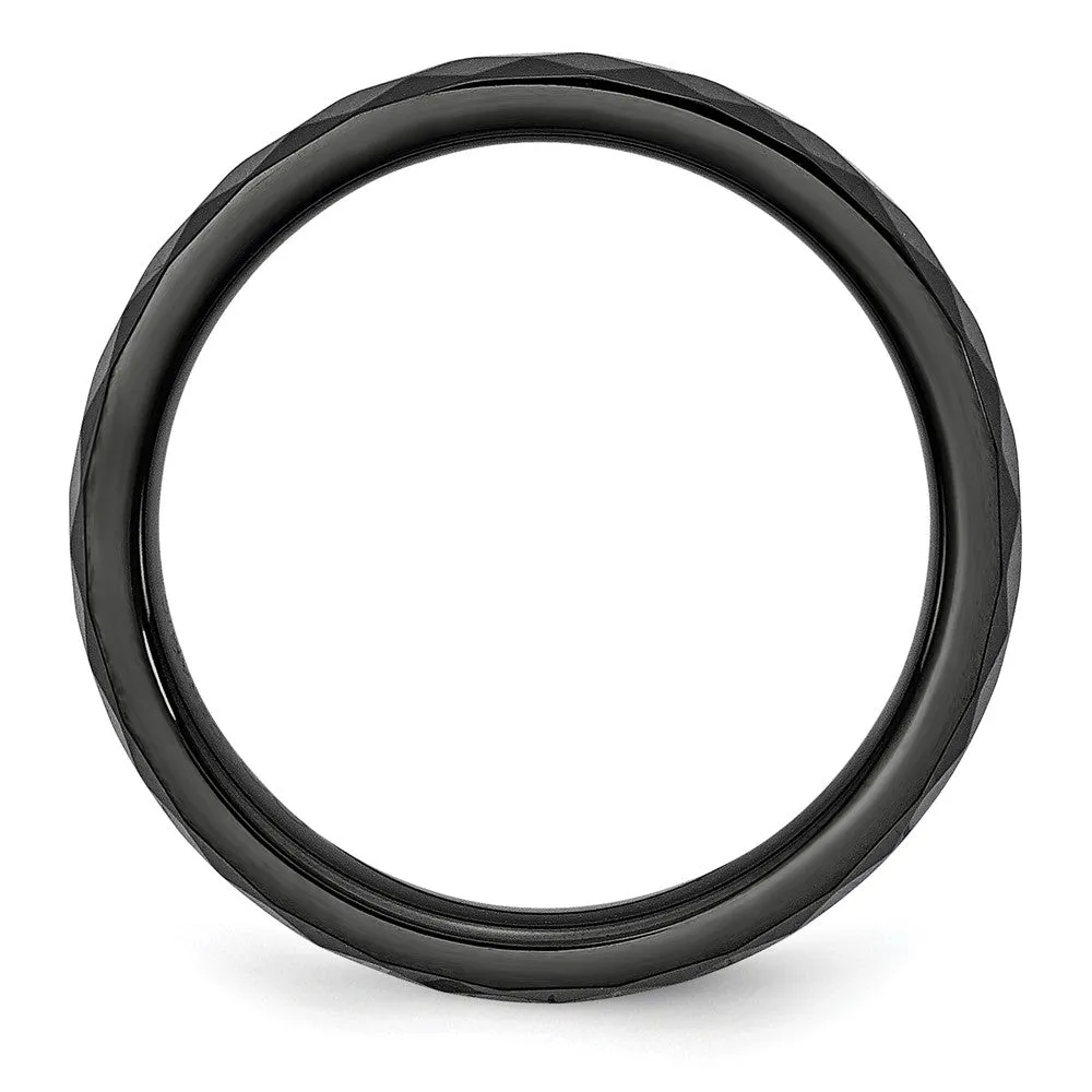 4mm Black Ceramic Faceted Standard Fit Band