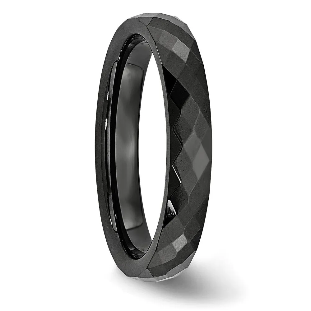 4mm Black Ceramic Faceted Standard Fit Band