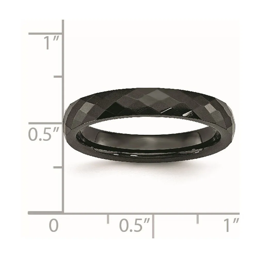 4mm Black Ceramic Faceted Standard Fit Band