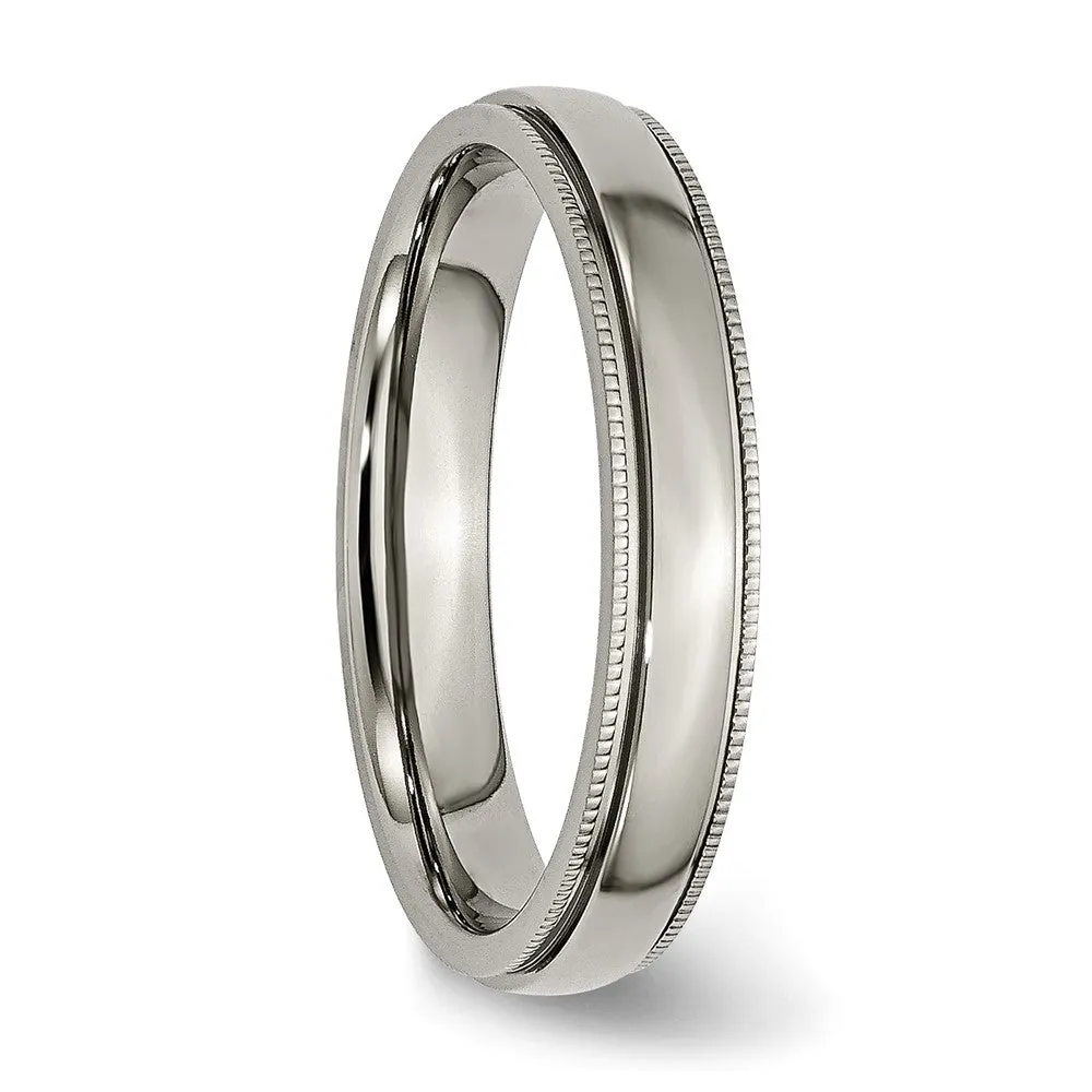 4mm Titanium Grooved & Milgrain Edge Standard Fit Band