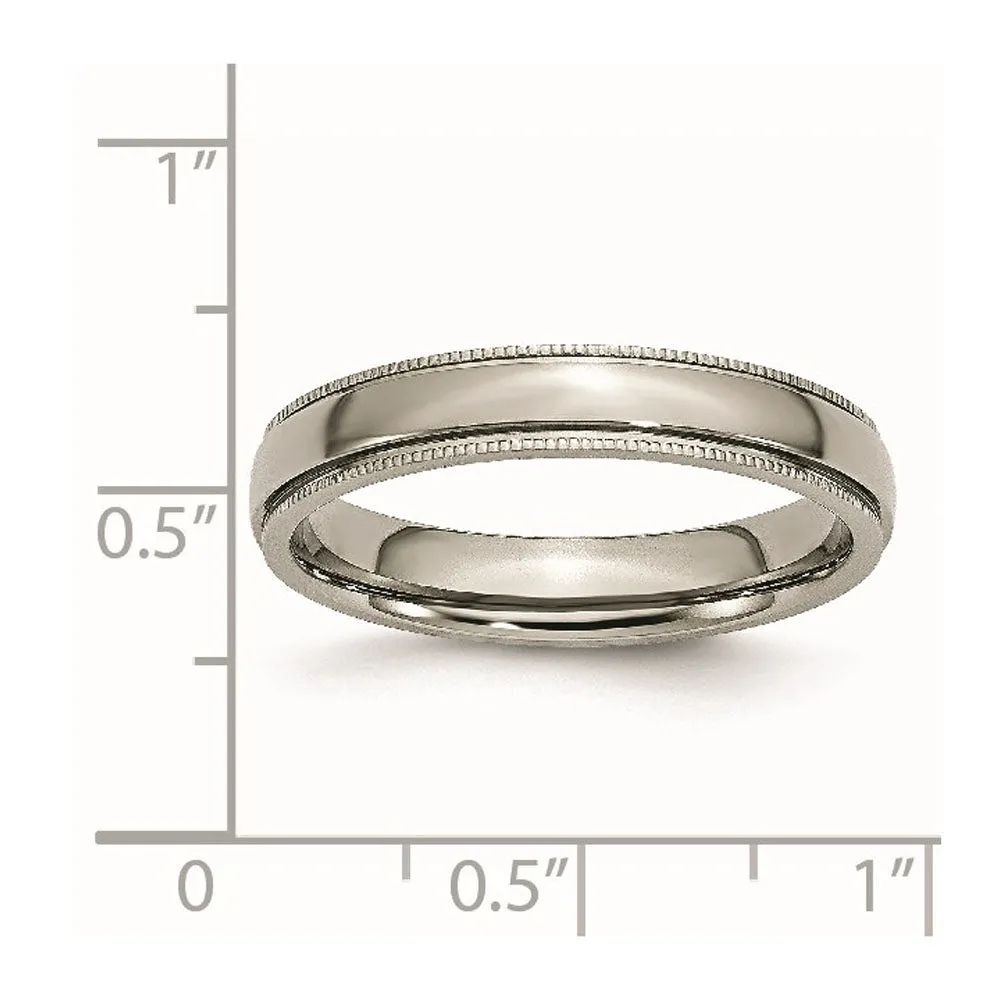 4mm Titanium Grooved & Milgrain Edge Standard Fit Band