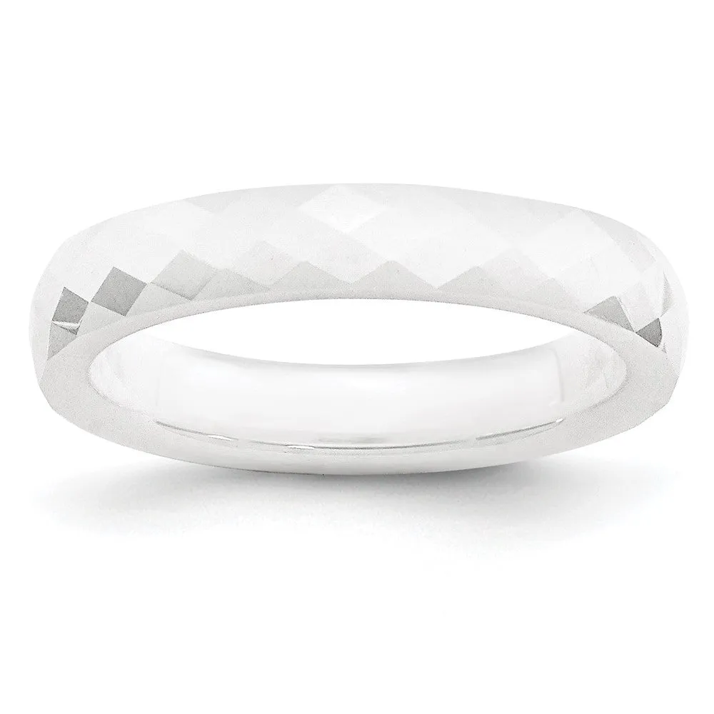 4mm White Ceramic Faceted Standard Fit Band