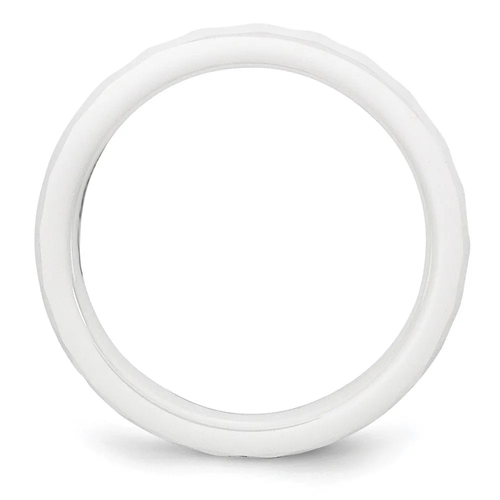 4mm White Ceramic Faceted Standard Fit Band