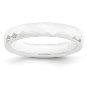 4mm White Ceramic Faceted Standard Fit Band