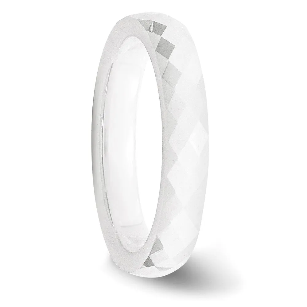 4mm White Ceramic Faceted Standard Fit Band