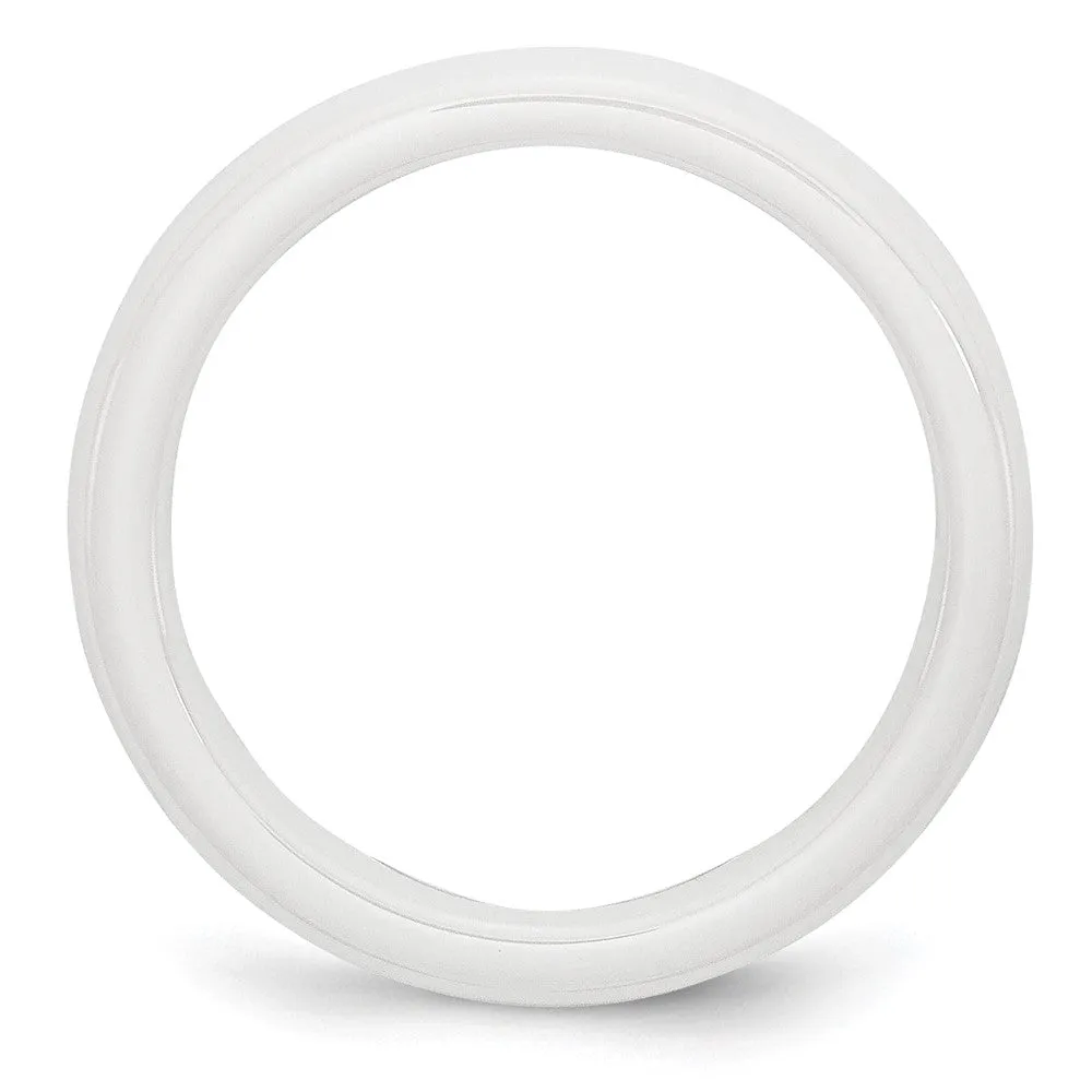 4mm White Ceramic Polished Domed Standard Fit Band