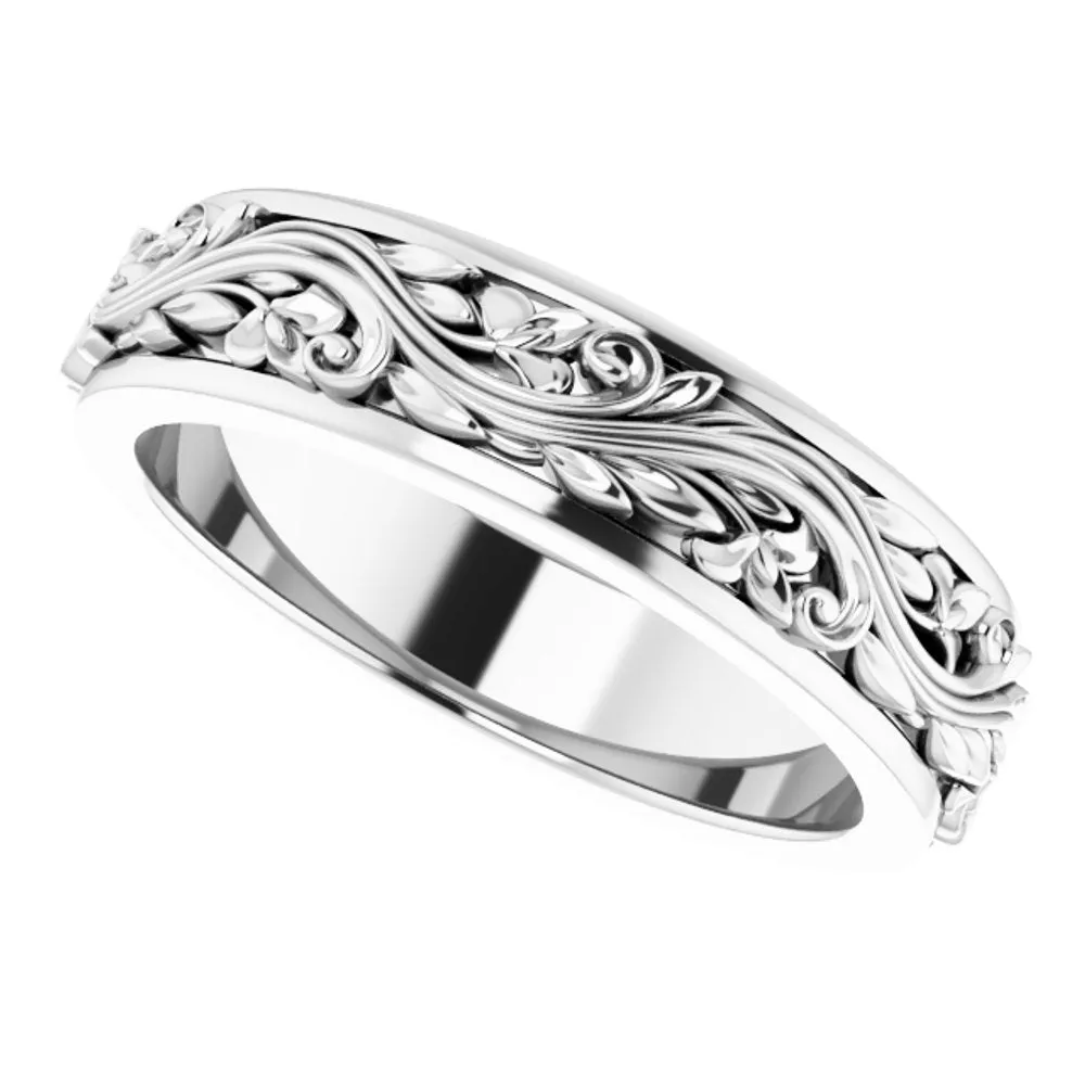 5mm 10K White Gold Sculptural Standard Fit Band