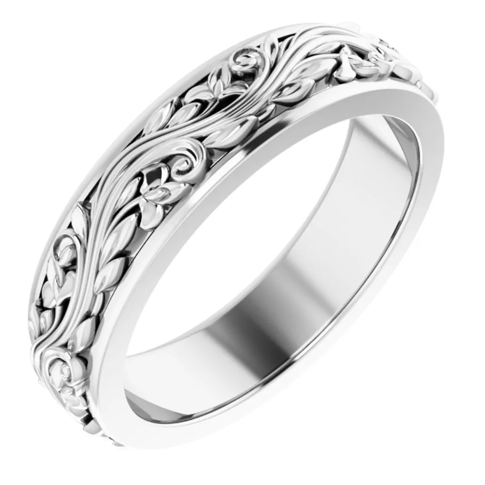 5mm 14K White Gold Sculptural Standard Fit Band