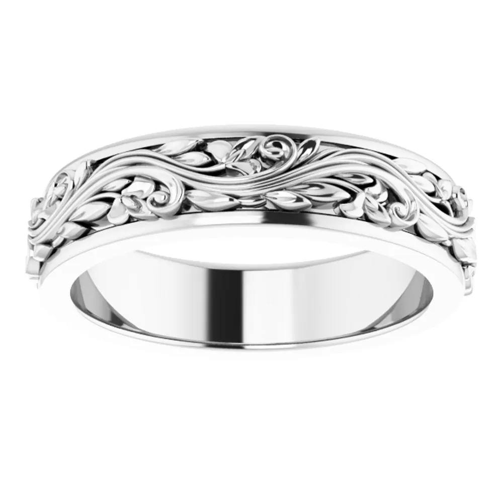 5mm 14K White Gold Sculptural Standard Fit Band