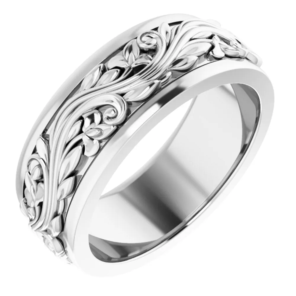 5mm 14K White Gold Sculptural Standard Fit Band