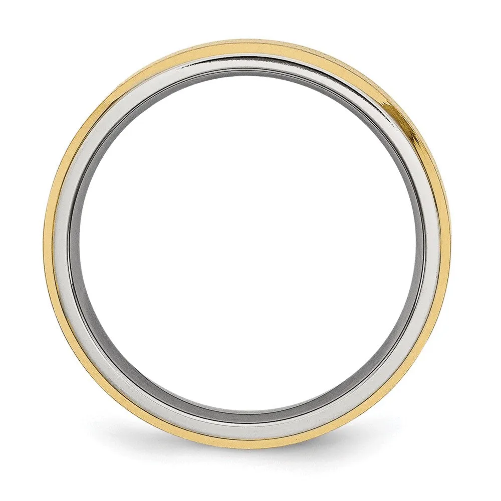 5mm Titanium & Gold Tone Flat Beveled Edge Standard Fit Band