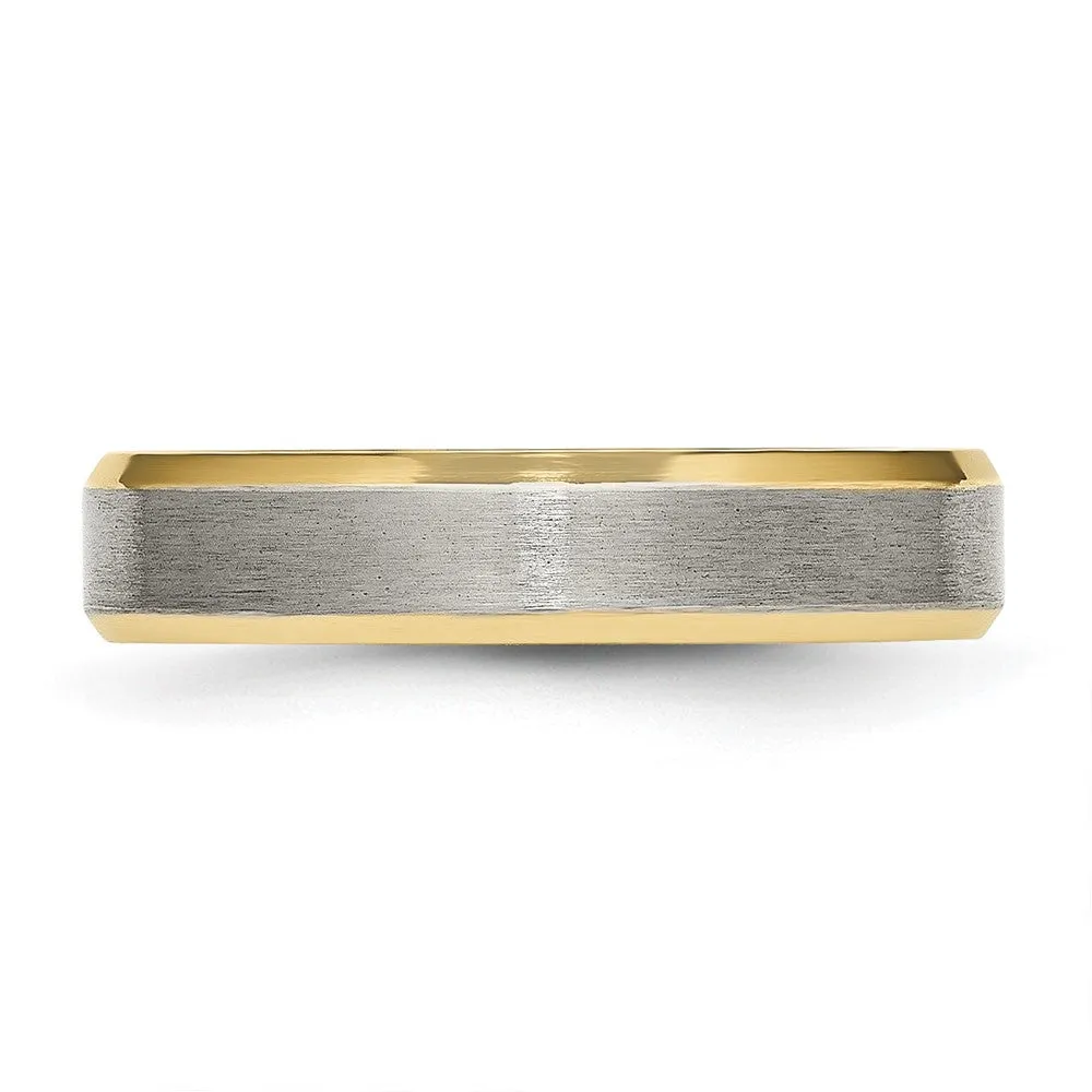 5mm Titanium & Gold Tone Flat Beveled Edge Standard Fit Band