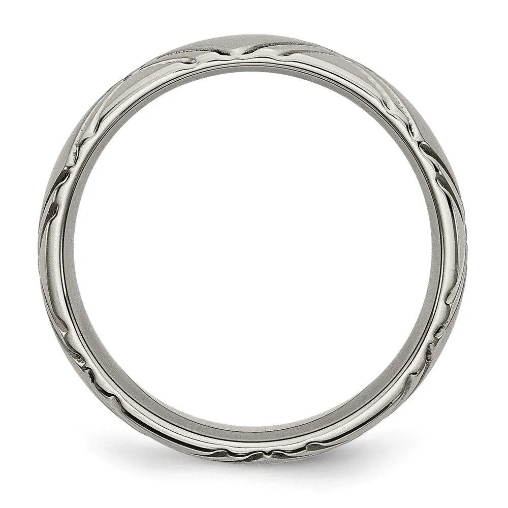 6mm Titanium Brushed & Polished Crisscross Standard Fit Band