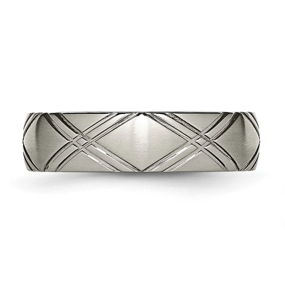 6mm Titanium Brushed & Polished Crisscross Standard Fit Band