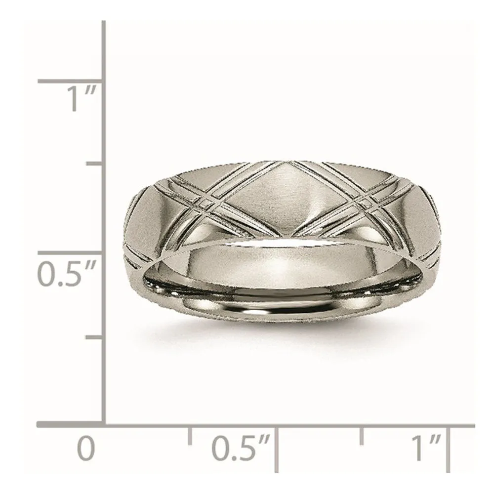 6mm Titanium Brushed & Polished Crisscross Standard Fit Band