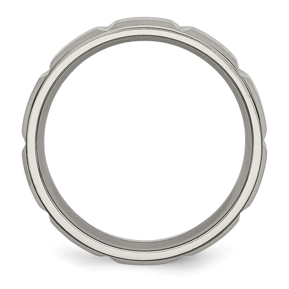 6mm Titanium Grooved & Beveled Edge Standard Fit Band