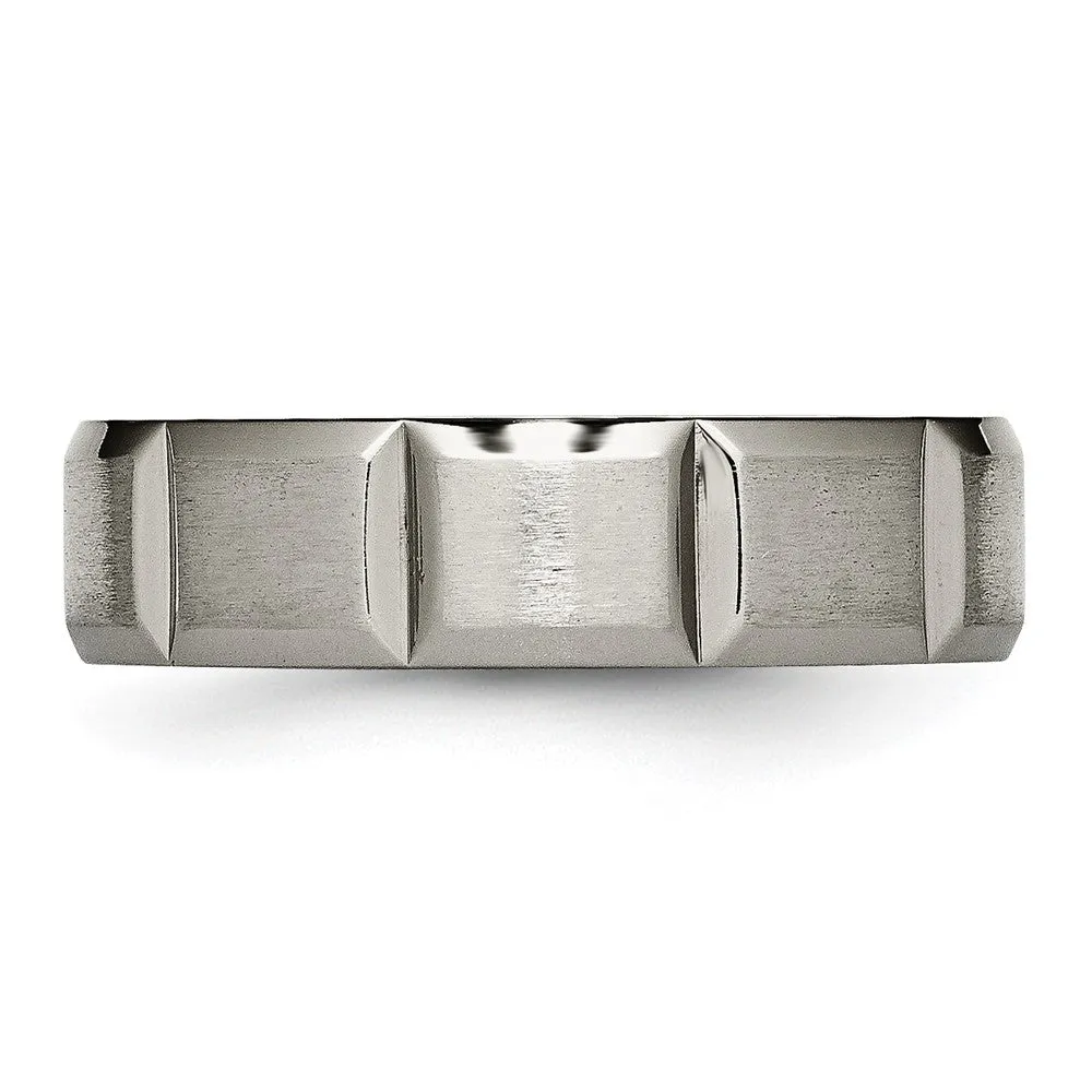 6mm Titanium Grooved & Beveled Edge Standard Fit Band