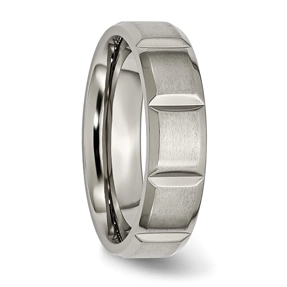 6mm Titanium Grooved & Beveled Edge Standard Fit Band