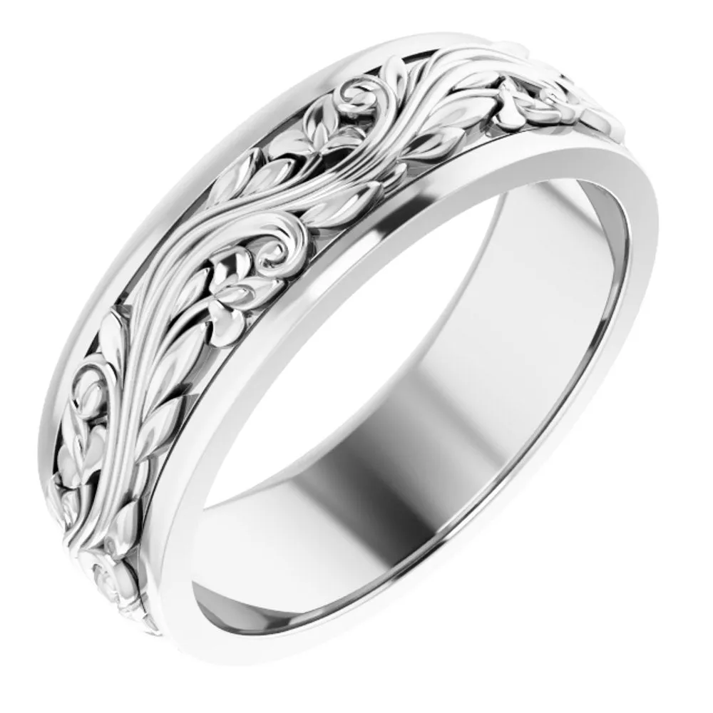 7mm 10K White Gold Sculptural Standard Fit Band