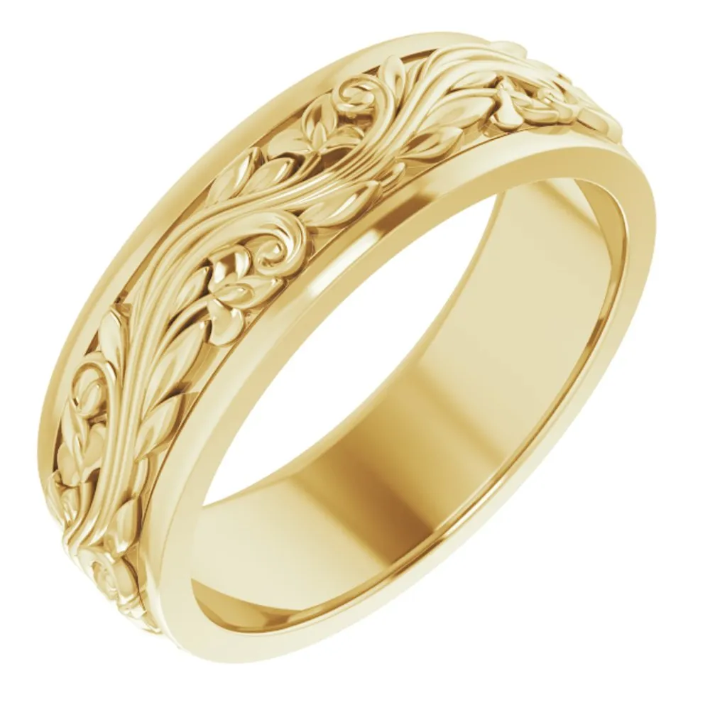 7mm 10K Yellow Gold Sculptural Standard Fit Band