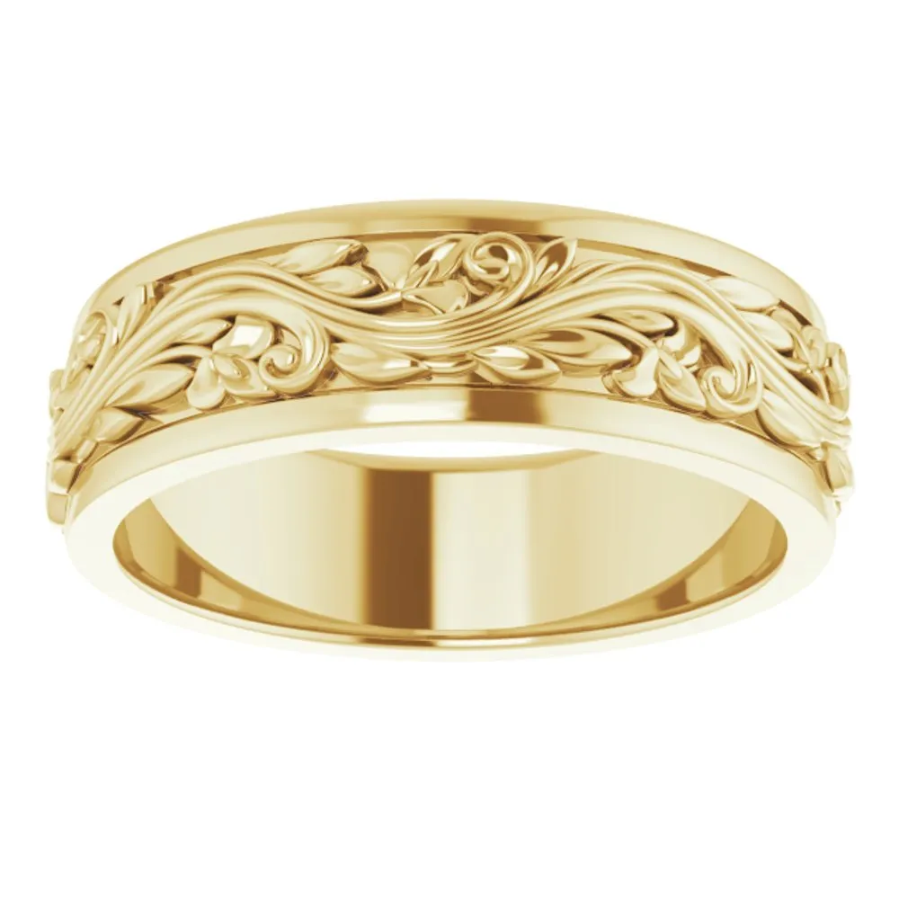 7mm 10K Yellow Gold Sculptural Standard Fit Band