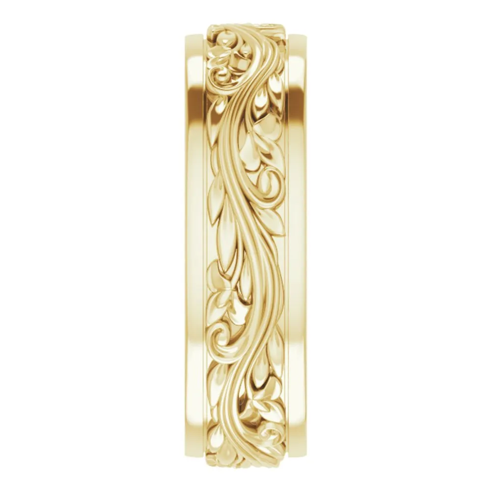 7mm 10K Yellow Gold Sculptural Standard Fit Band