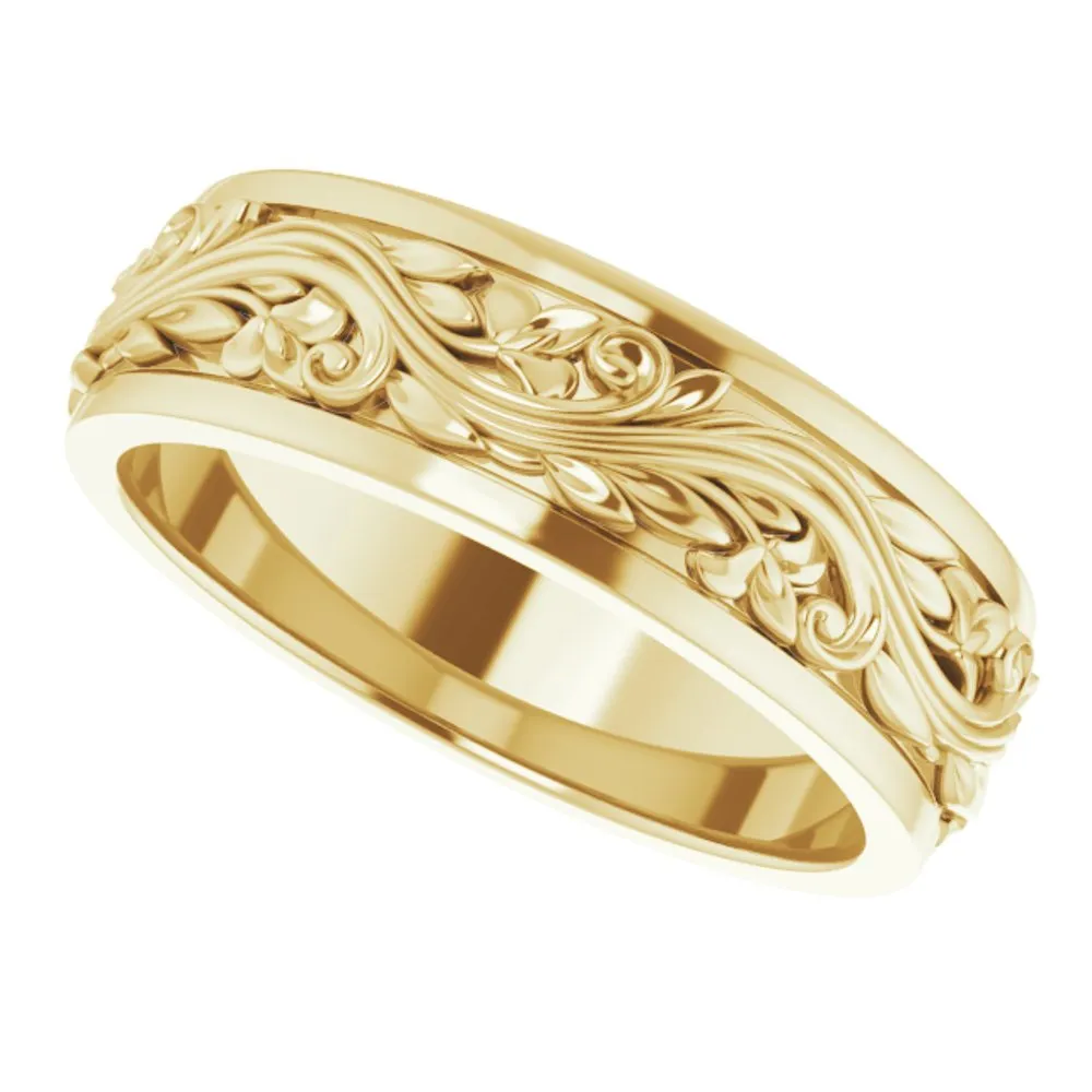 7mm 10K Yellow Gold Sculptural Standard Fit Band