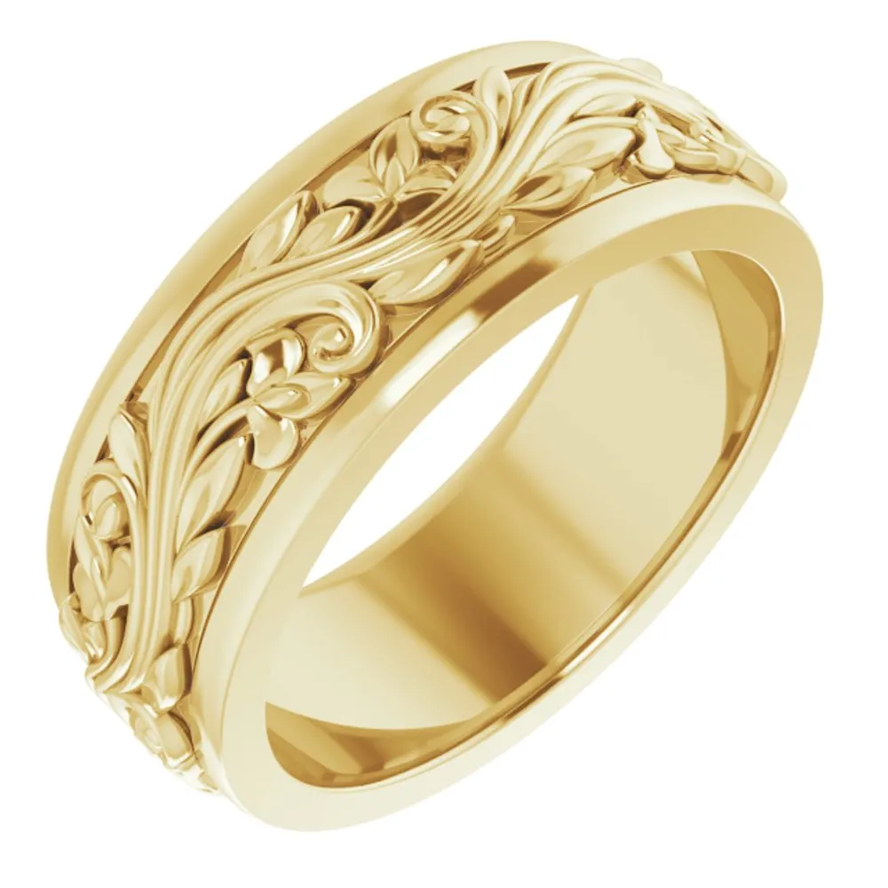 7mm 10K Yellow Gold Sculptural Standard Fit Band