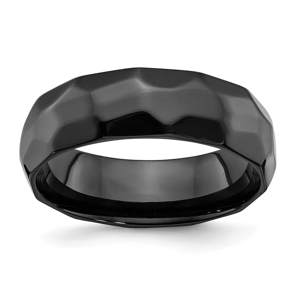 7mm Black Zirconium Hammered Standard Fit Band