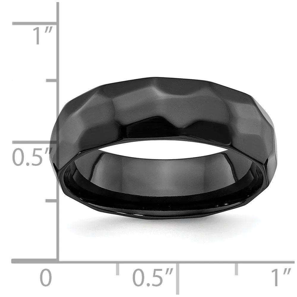 7mm Black Zirconium Hammered Standard Fit Band