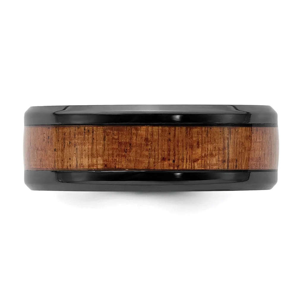 8mm Black Zirconium & Sapele Wood Inlay Standard Fit Band