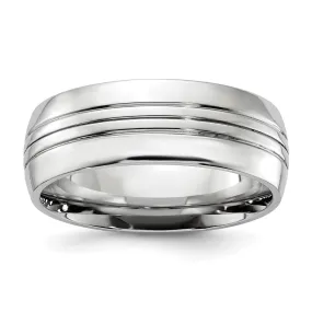 8mm Cobalt Polished Grooved Domed Standard Fit Band